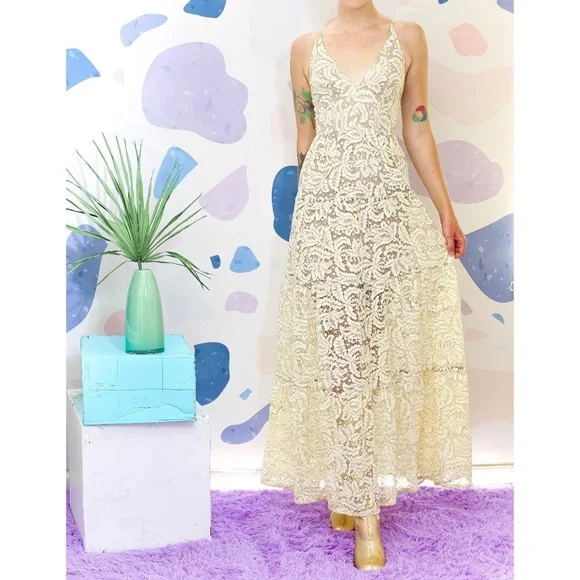 Melina Lace Fit & Flare Maxi Dress by Dress the Population